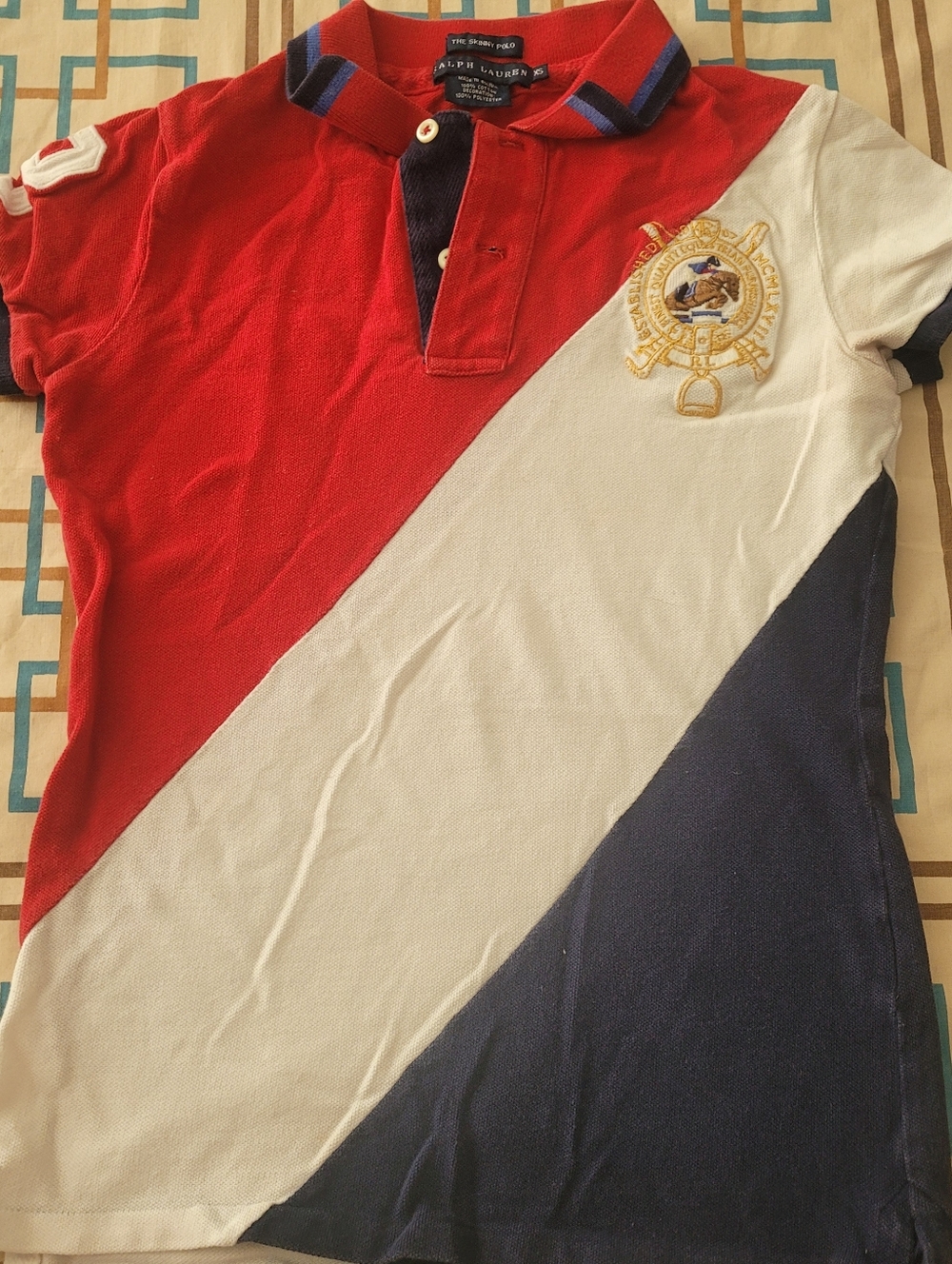 Ralph Lauren SKINNY POLO Big Pony Crest Rugby short sleeve Shirt Top vintage XS